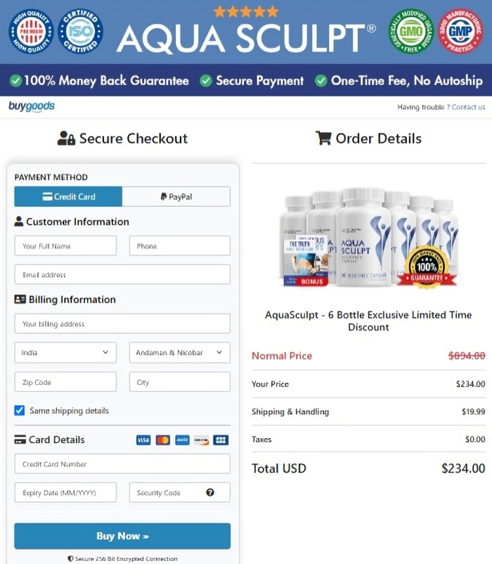 AquaSculpt Order Page